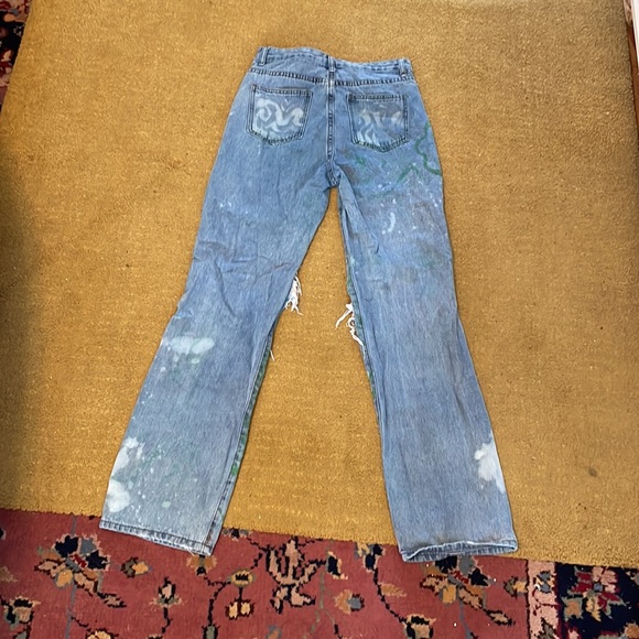 Upcycled SHEIN hand painted distressed jeans size xs - Picture 11 of 12
